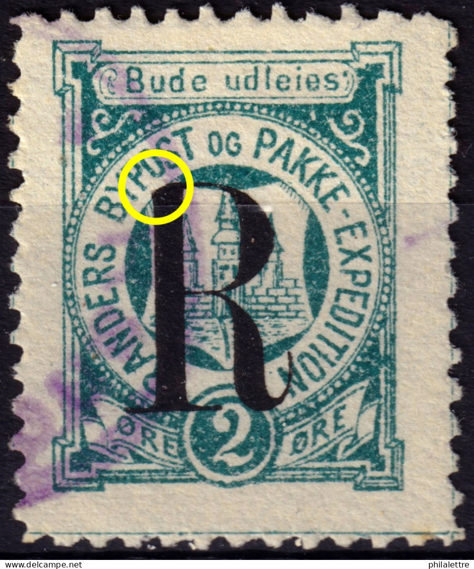 DANEMARK / DENMARK - 1887 - RANDERS Local Post R On 2 øre Myrtle Green (Broken R) P.12- VF Used -a - Local Post Stamps