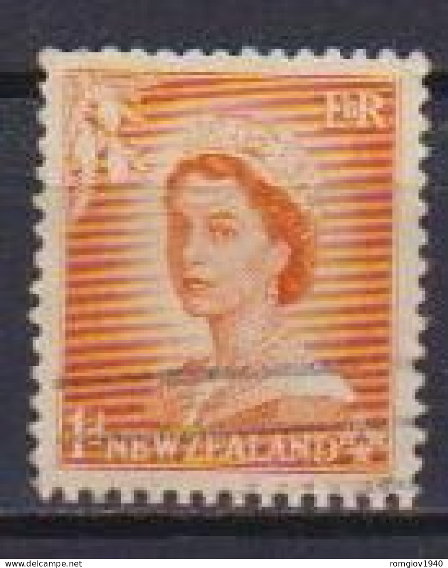 NUOVA ZELANDA  1956  REGINA ELISABETTA II  SERIE ORDINARIA  SENZA FILIGRANA STELLE  UNIF. 396 USATO VF - Used Stamps