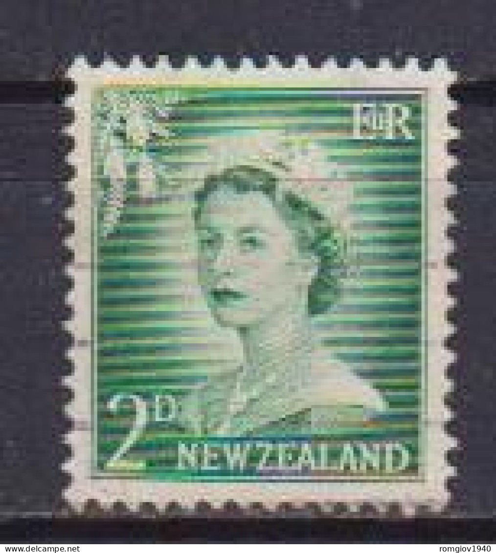 NUOVA ZELANDA  1956  REGINA ELISABETTA II  SERIE ORDINARIA  SENZA FILIGRANA STELLE  UNIF. 398  USATO VF - Gebruikt