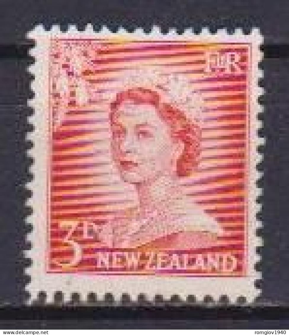 NUOVA ZELANDA  1956  REGINA ELISABETTA II  SERIE ORDINARIA  SENZA FILIGRANA STELLE  UNIF. 399  MLH VF - Gebruikt