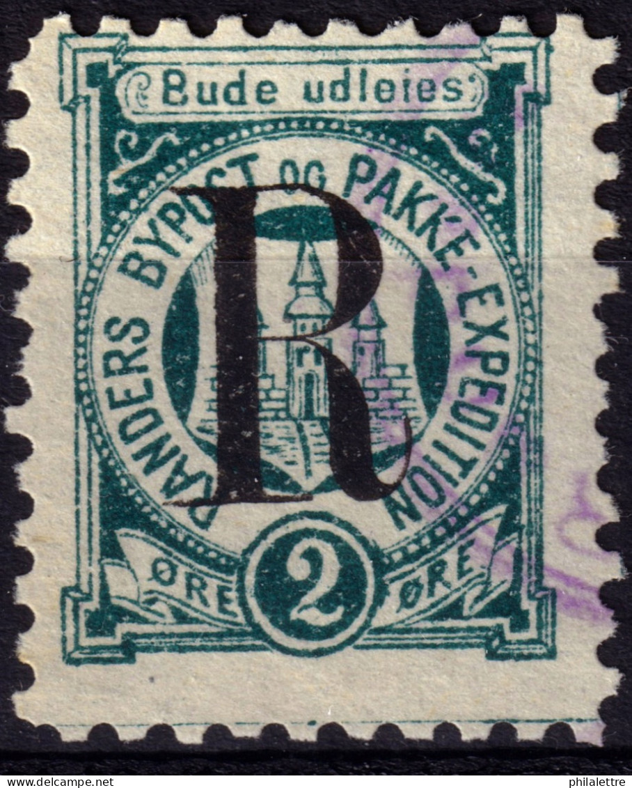 DANEMARK / DENMARK - 1887 - RANDERS Local Post R On 2 øre Myrtle Green P.10 - VF Used -e - Emissions Locales