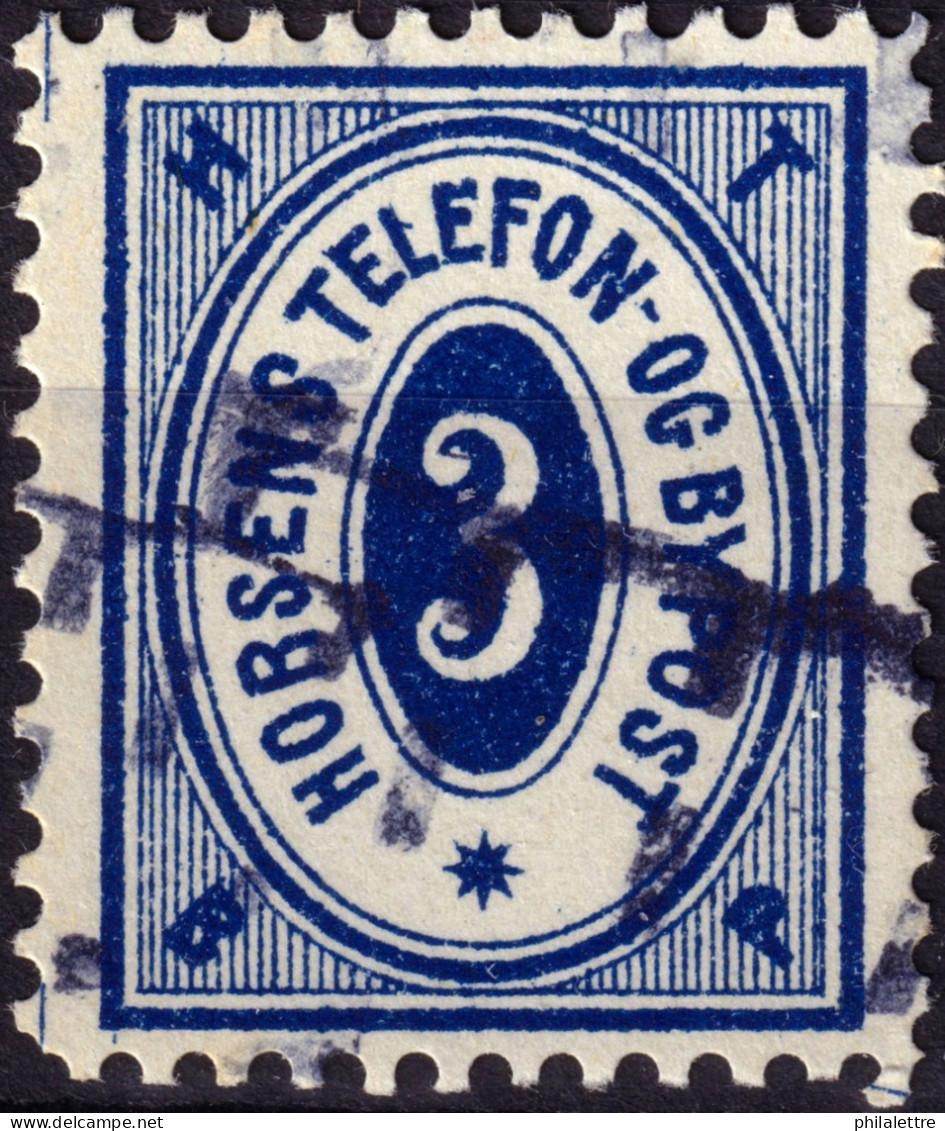 DANEMARK / DENMARK - 1887 - HORSENS Melgaard Local Post 3 øre Blue - VF Used -d - Local Post Stamps