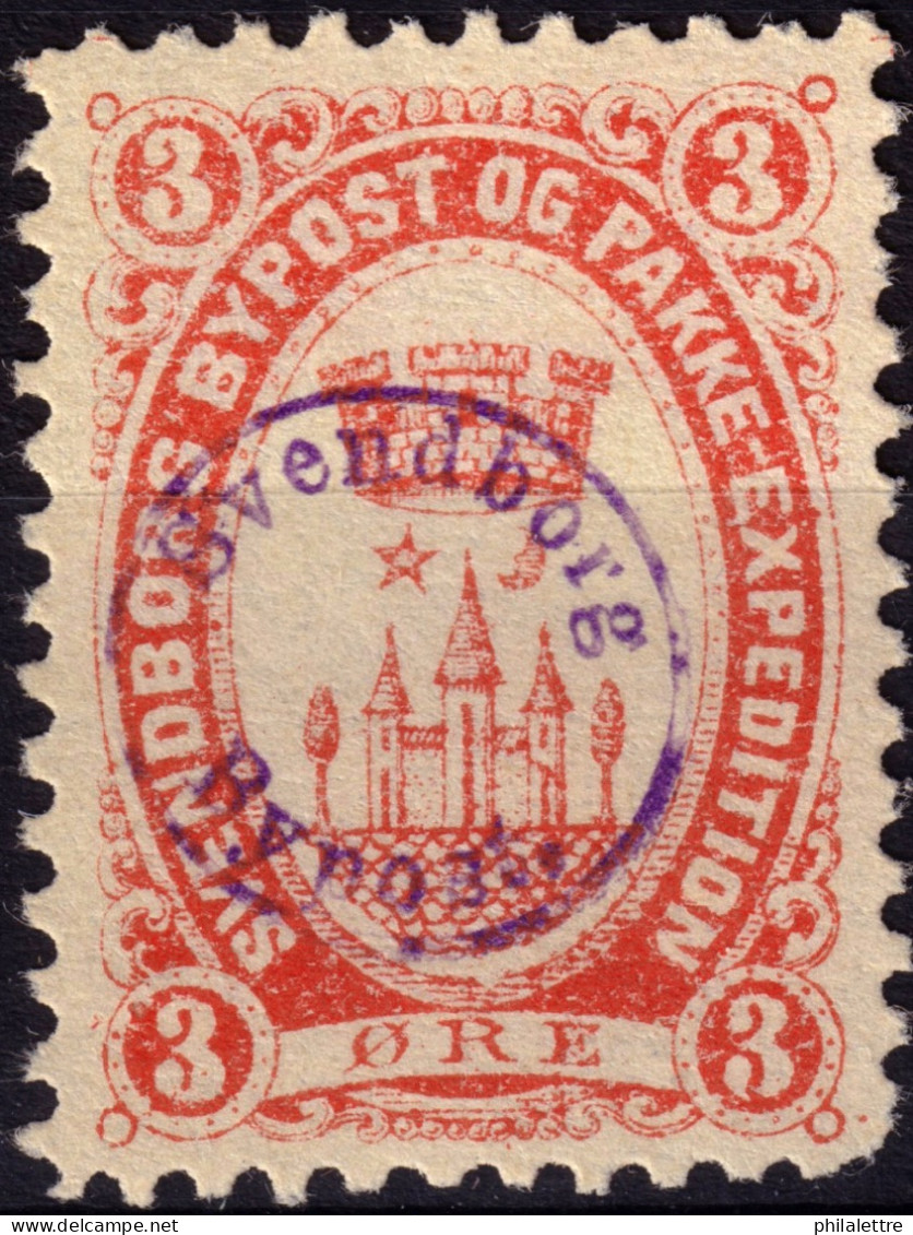 DANEMARK / DENMARK - 1887 - SVENDBORG Local Post 3 øre Red - VF Used -b - Lokale Uitgaven