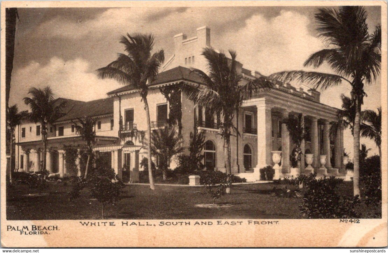 Florida Palm Beach White Hall South And East Front Albertype - Palm Beach