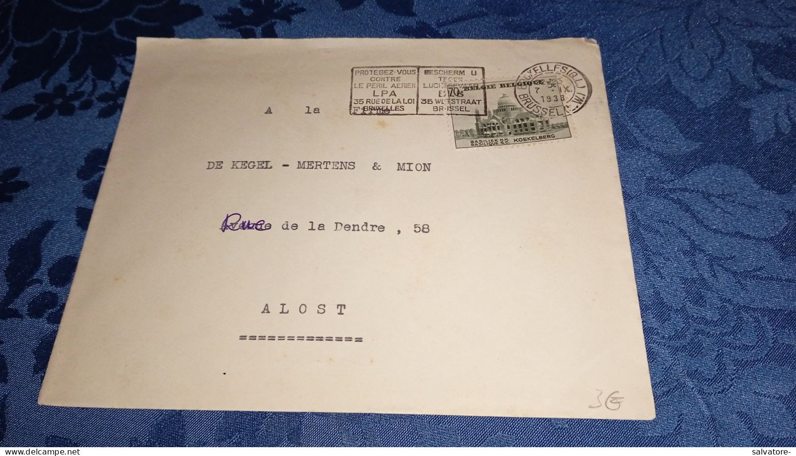 LETTERA VIAGGIATA CON FRANCOBOLLO COMMEMORATIVO 1938 CON ANNULLO PUBBLICITARIO A TARGHETTA 1938 - Flammes