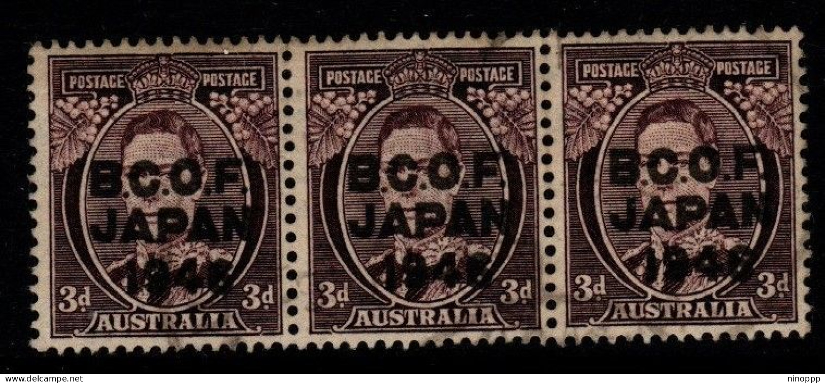 Australia 1945 BCOF  D Brown Used Strip - Otros & Sin Clasificación