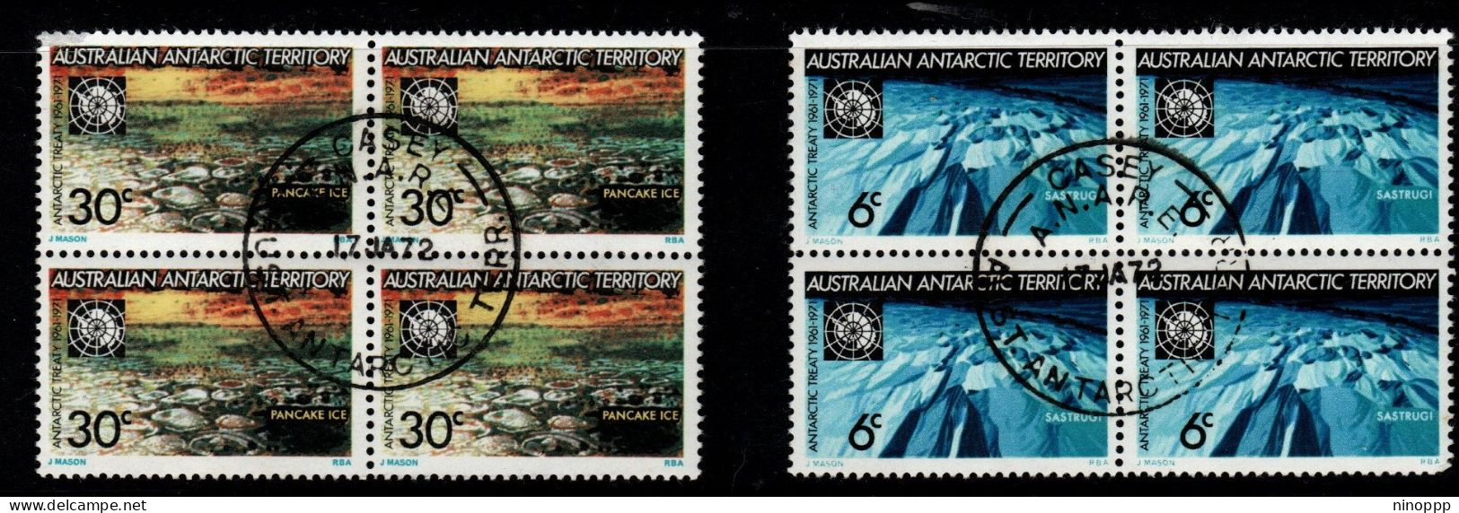 Australian Antarctic Territory  ASC 19-20  1971 Antarctic Treaty Used Block 4 ,Casey Base - Used Stamps