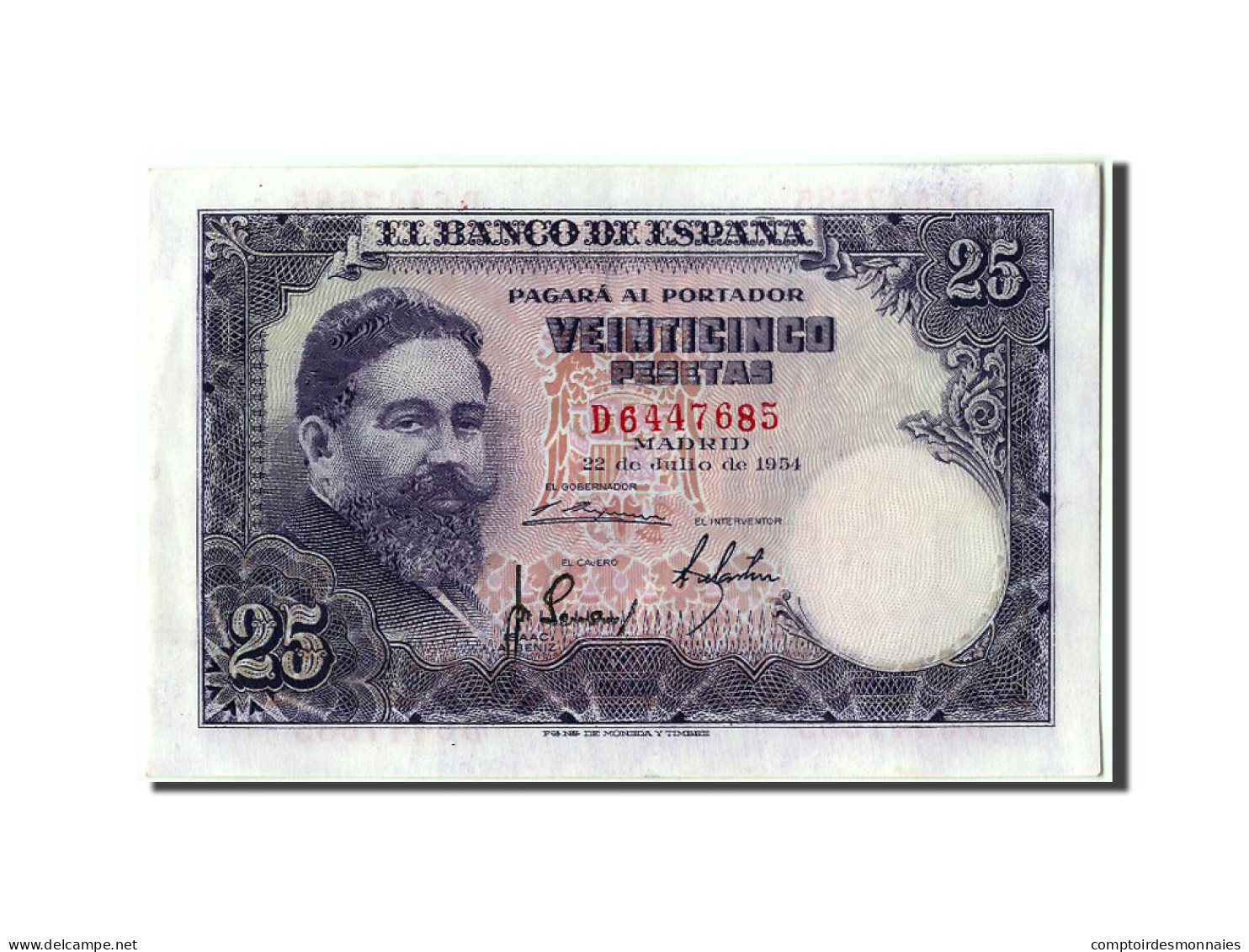 Billet, Espagne, 25 Pesetas, 1954, 1954-07-22, NEUF - 25 Peseten