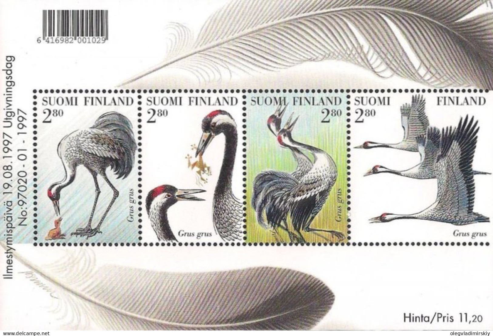 Finland 1997 Cranes Set Of 4 Stamps In Block Mint - Blocks & Sheetlets