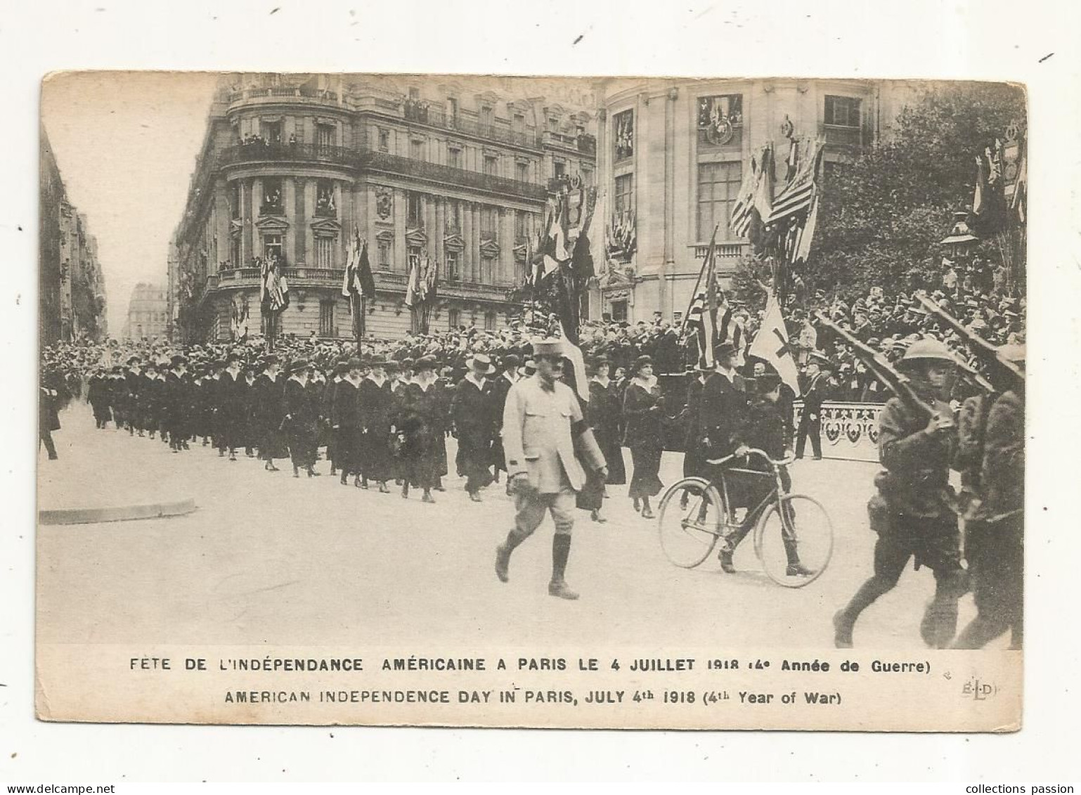 Cp ,militaria , Fête De L'indépendance Américaine à PARIS Le 4 Juillet 1918,  Vierge , Ed. Le Delay - Characters