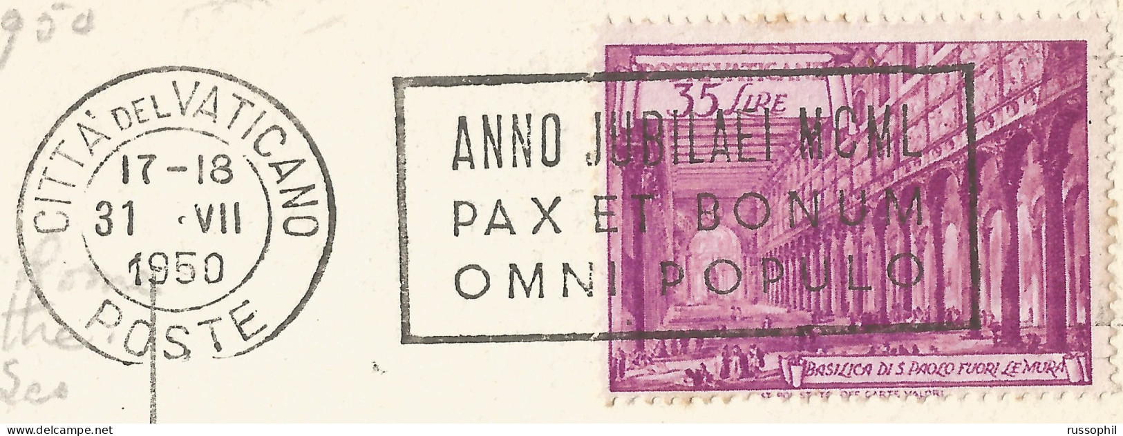 VATICAN - Mi # 156 ALONE ON PC TO  BELGIUM -1950 - Briefe U. Dokumente