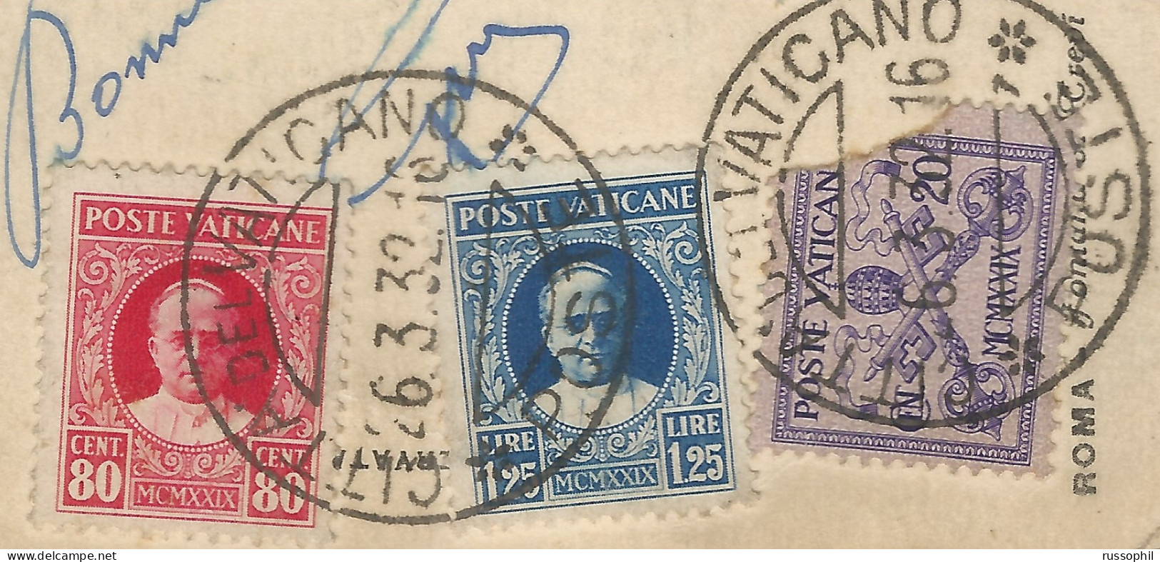VATICAN - SPECTACULAR  4 L 20 C FRANKING (9 STAMPS) ON REGISTERED PC (VIEW OF ROMA) TO FRANCE - 1932 - Briefe U. Dokumente