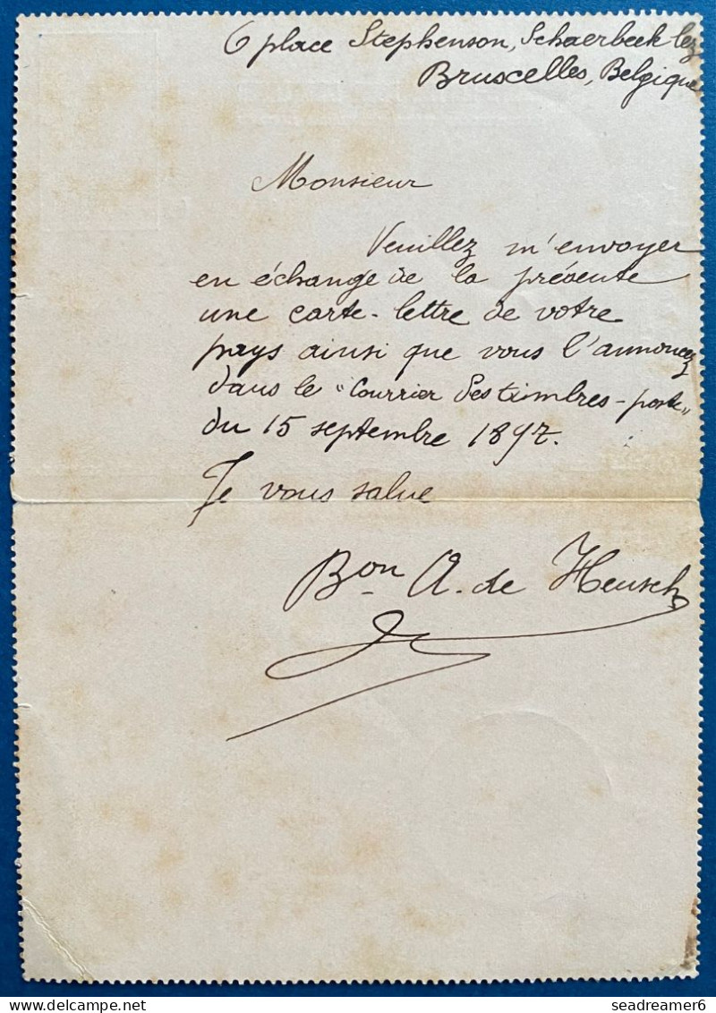 Carte Lettre Pour L'etranger Entier 25cts Bleu Dateur " BRUXELLES DEPART " Pour CONSTANTINOPLE Arrivée DEUTSCHES POST - Carte-Lettere