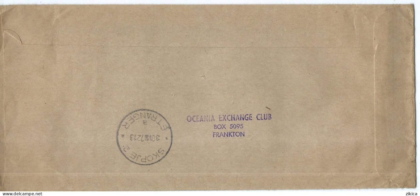 COVER Oceania Exchange Club Via Yugoslavia,1972,back Side Postmark SKOPJE ENTRANGER - Covers & Documents