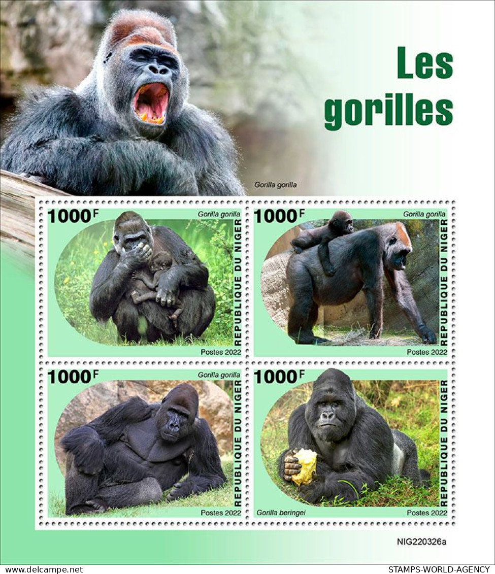 2022-08 - NIGER- GORILLAS               4V    MNH** - Gorilles