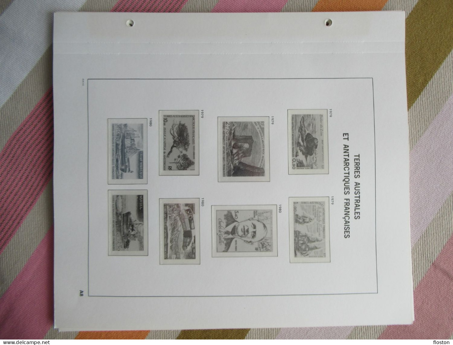 TAAF Poste Aérienne - Page A5 à A24 D'album Davo - Année 1974 à 1998 - Large Format, White Pages