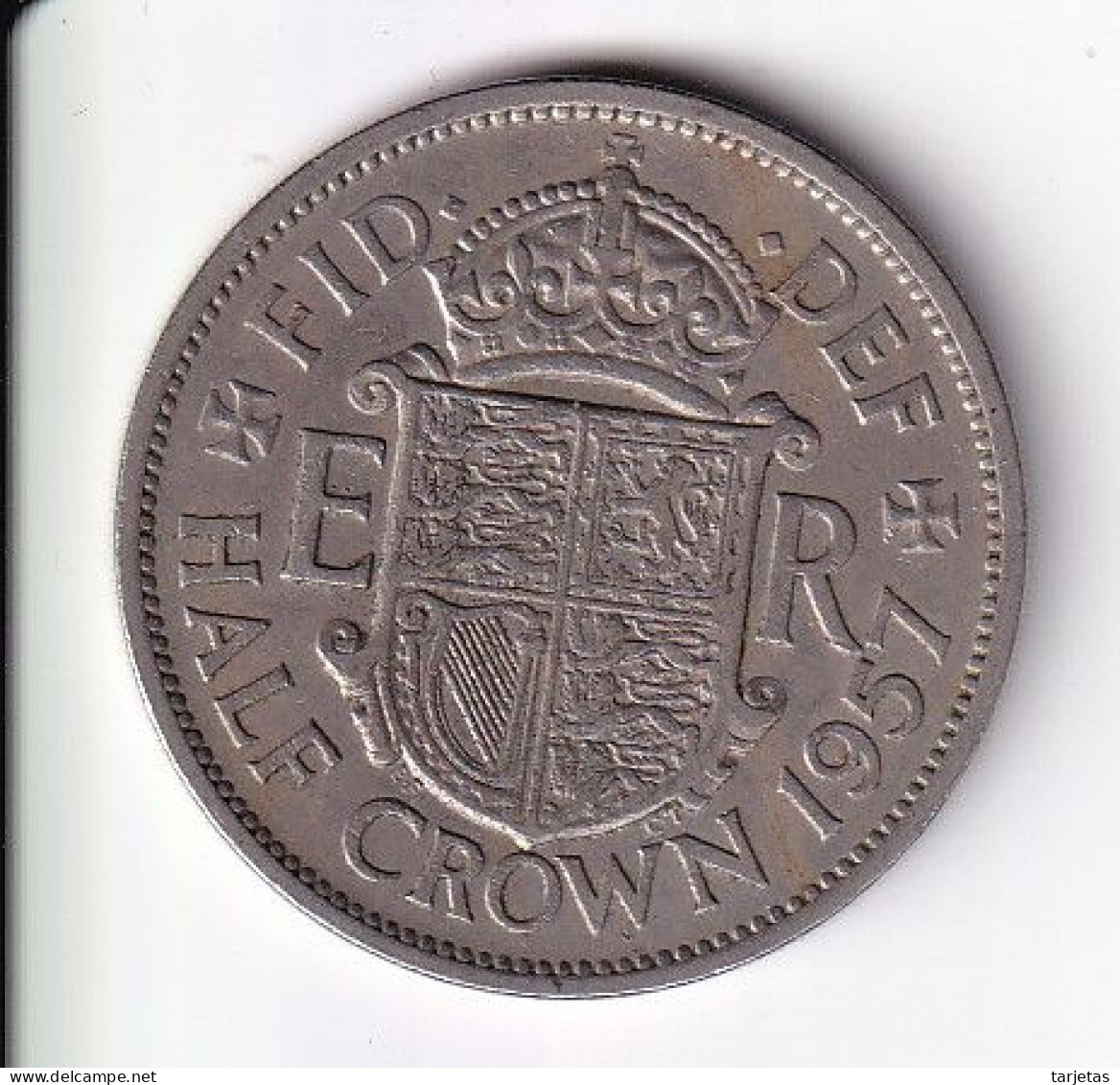 MONEDA DE GRAN BRETAÑA DE 1/2 CROWN DEL AÑO 1957  (COIN) ELIZABETH II - K. 1/2 Crown