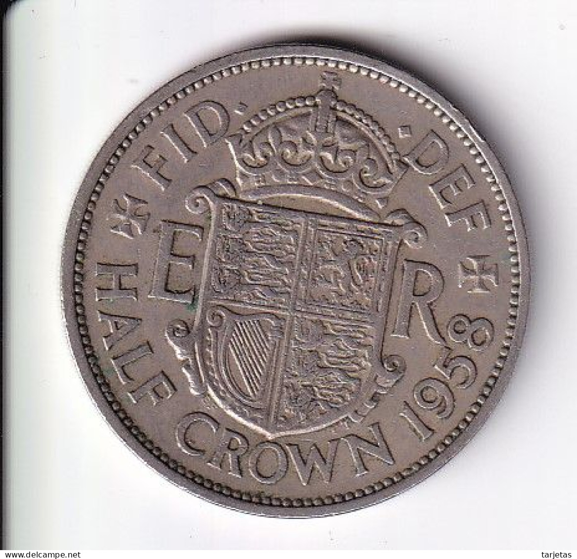 MONEDA DE GRAN BRETAÑA DE 1/2 CROWN DEL AÑO 1958  (COIN) ELIZABETH II - K. 1/2 Crown