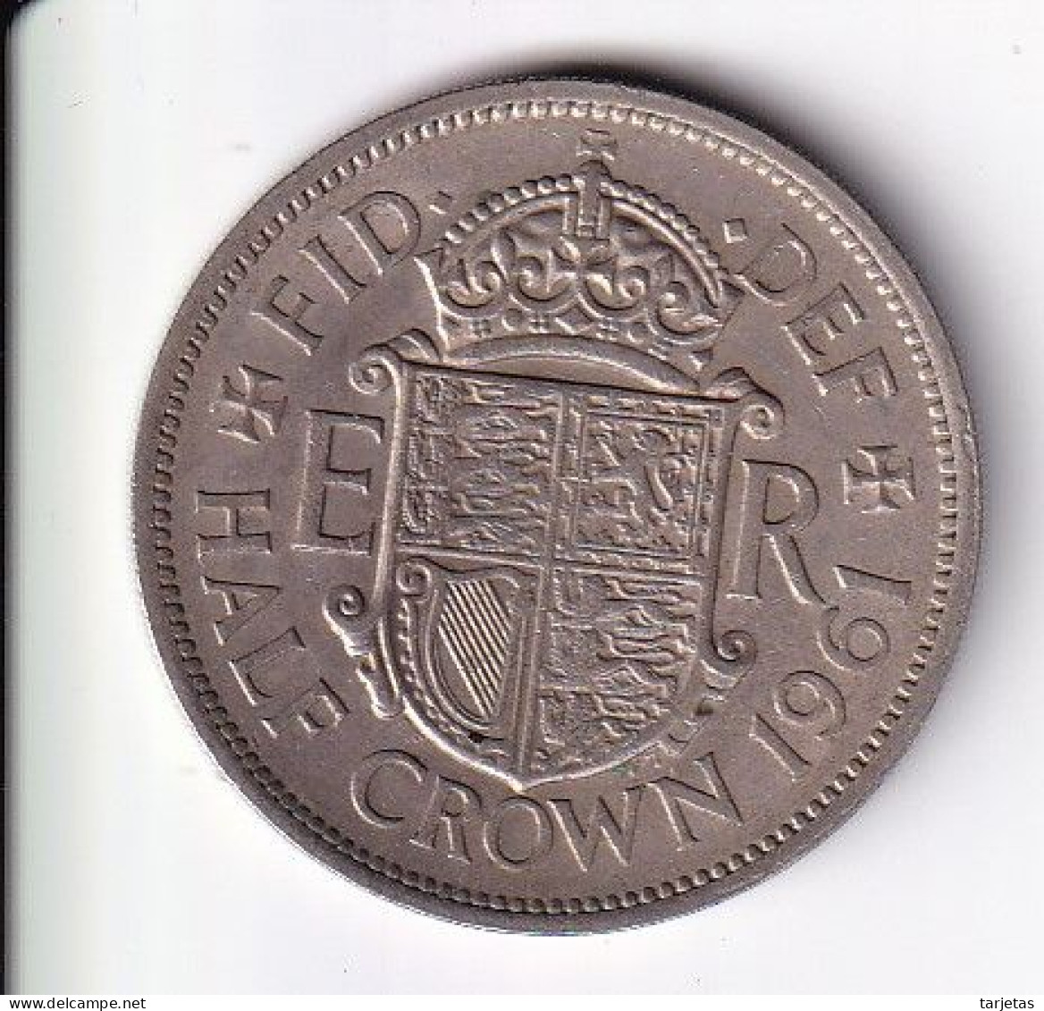 MONEDA DE GRAN BRETAÑA DE 1/2 CROWN DEL AÑO 1961  (COIN) ELIZABETH II - K. 1/2 Crown