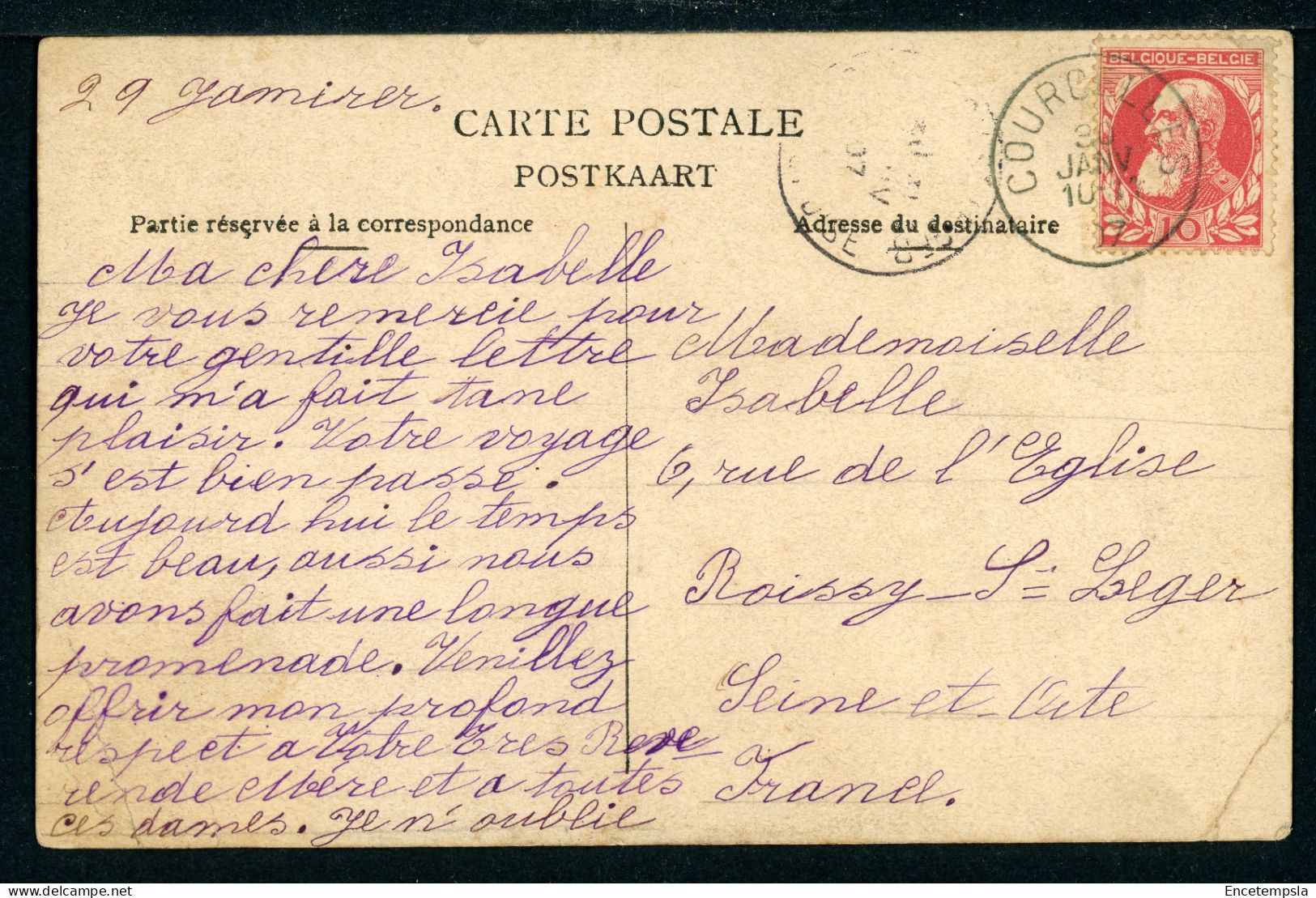 CPA - Carte Postale - Belgique - Courcelles - Motte - Eglise Et Place Du Rosain - 1907 (CP22599OK) - Courcelles