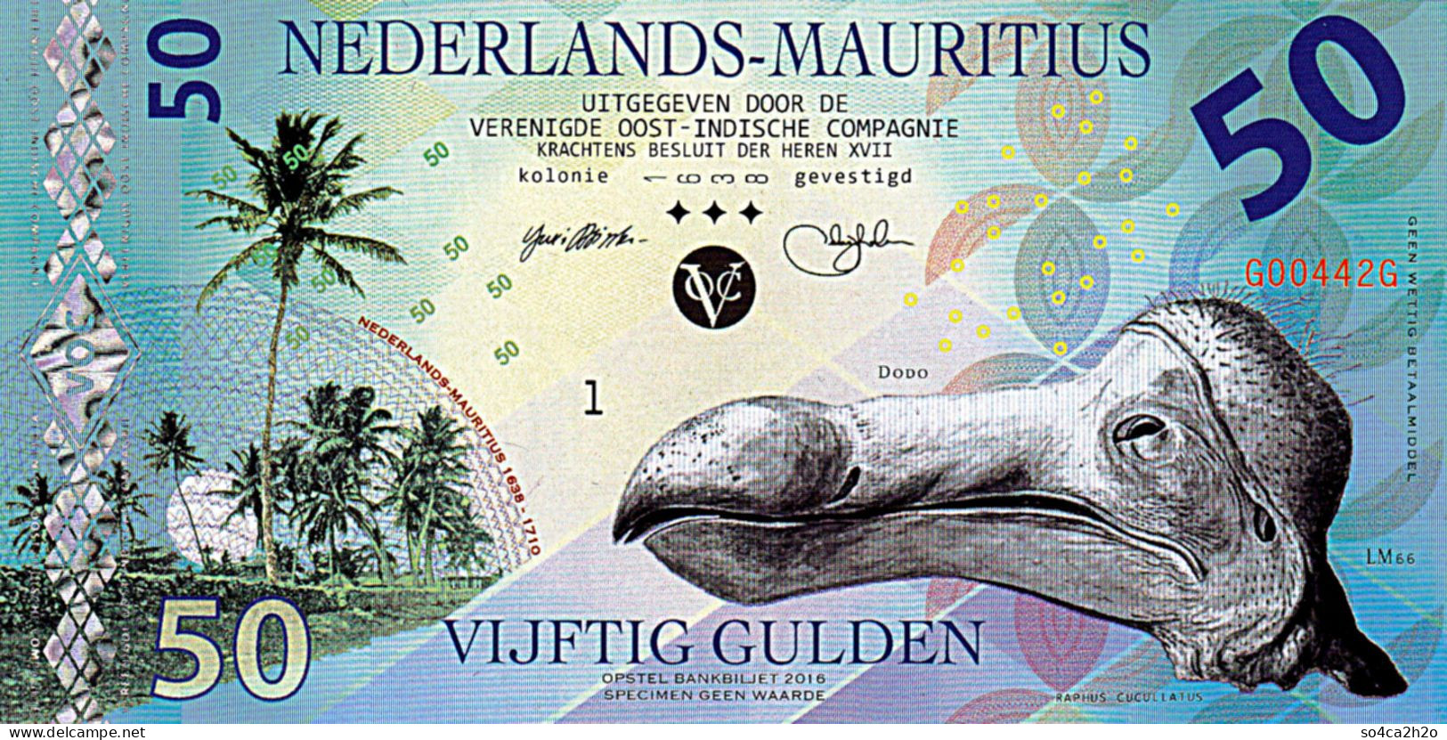 Superbe NEDERLANDS MAURITIUS 50 Gulden 2016  POLYMER UNC - Fictifs & Spécimens