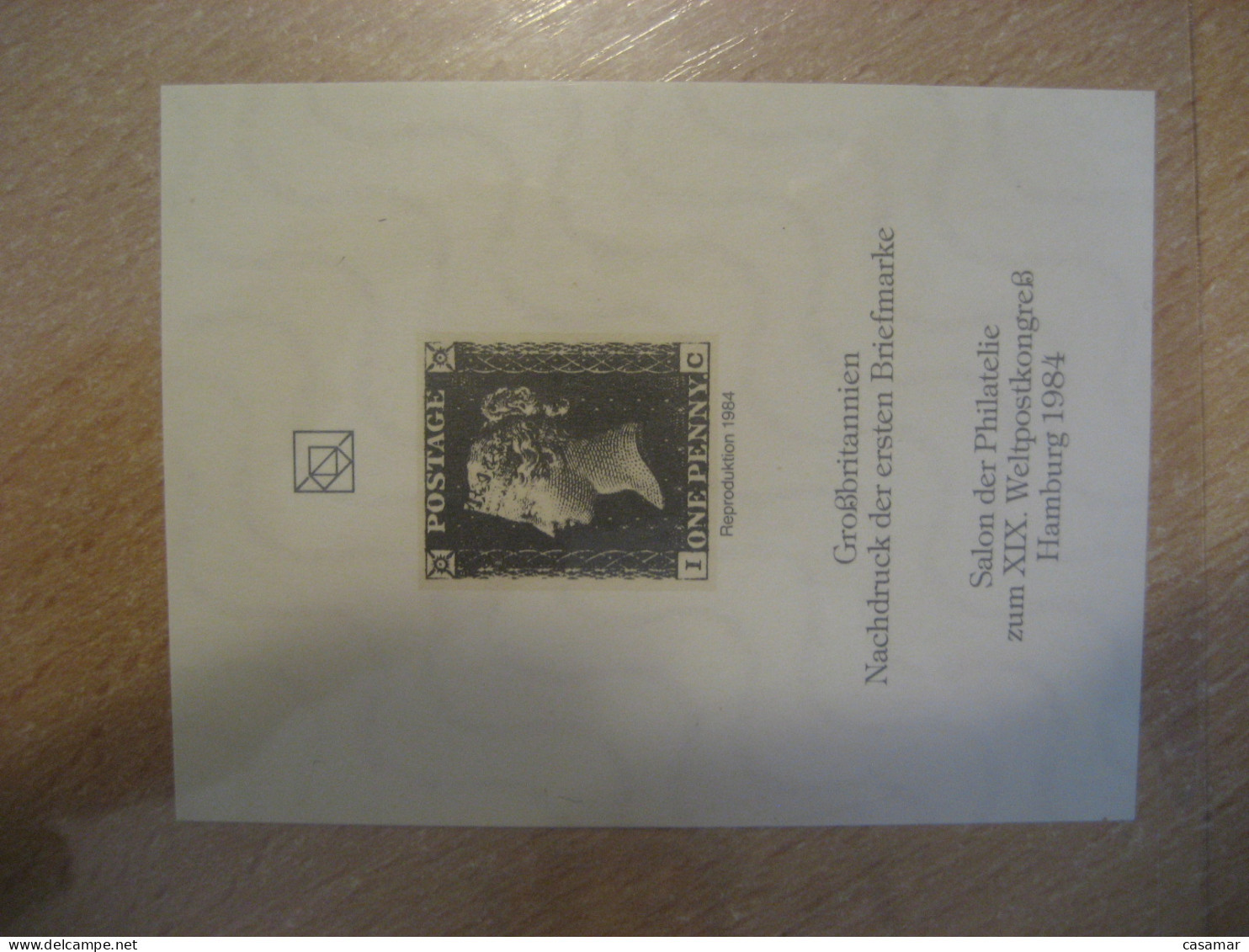 HAMBURG 1984 ENGLAND Great Britain One Penny GB Imperforated Reproduktion Proof Epreuve Nachdruck Poster Stamp GERMANY - Probe- Und Nachdrucke