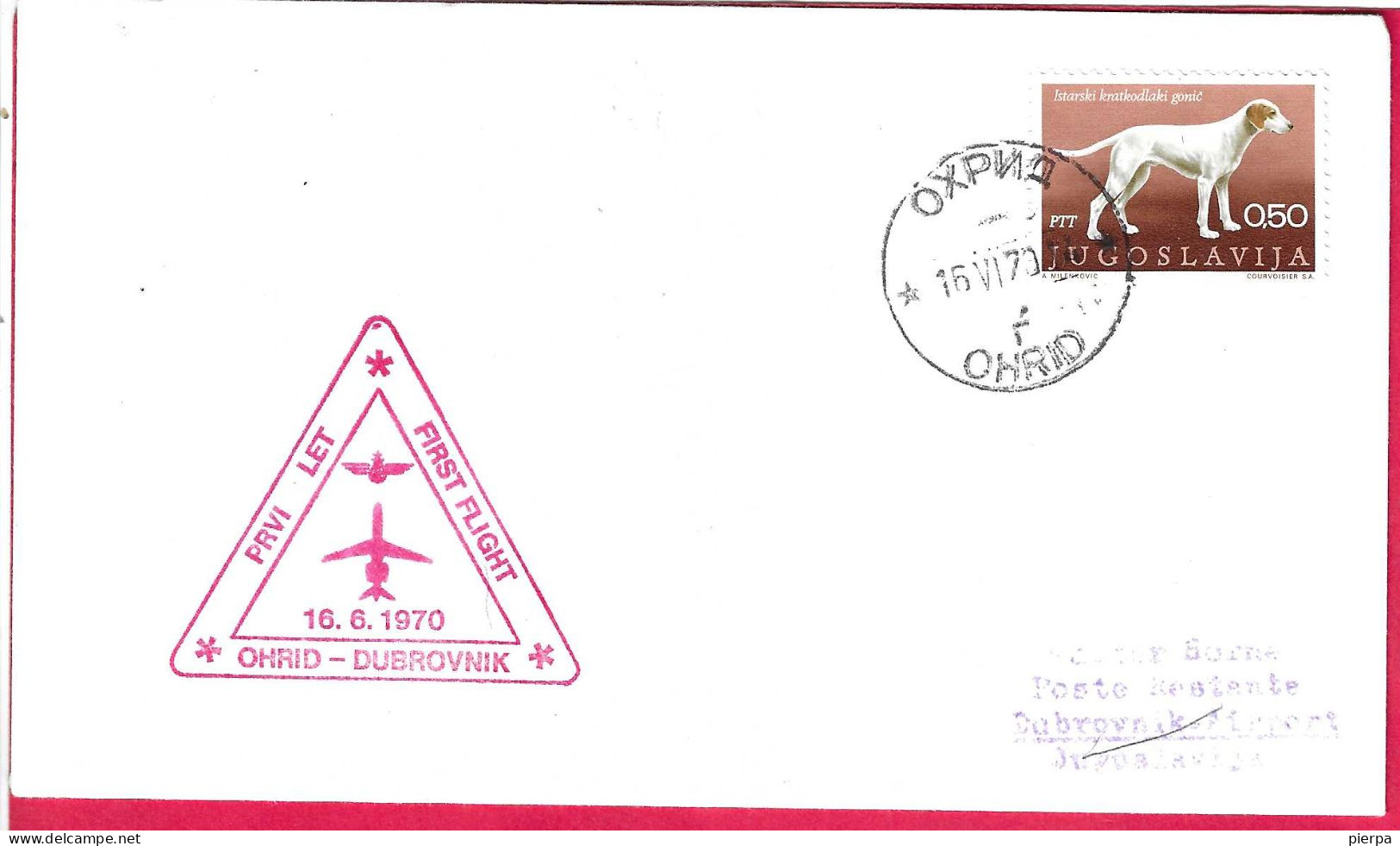 JUGOSLAVIA - FIRST FLIGHT JAT FROM OHRID TO DUBROVNIK * 16.6.1970* ON COVER - Luftpost