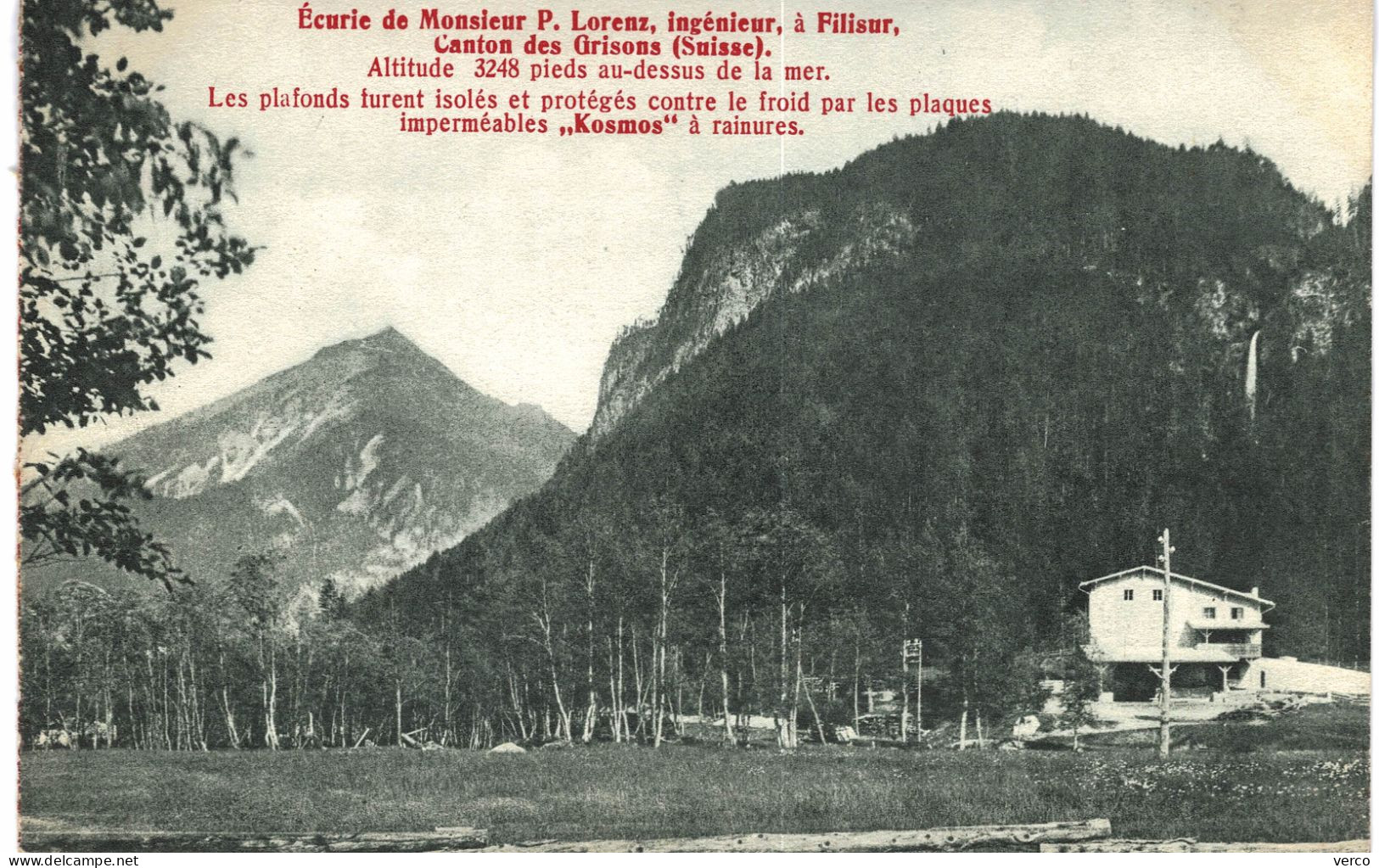 Carte POSTALE  Ancienne De  FILISUR - Ecurie De Mr LORENS, Promotion Des Plaques "KOSMOS" - Filisur