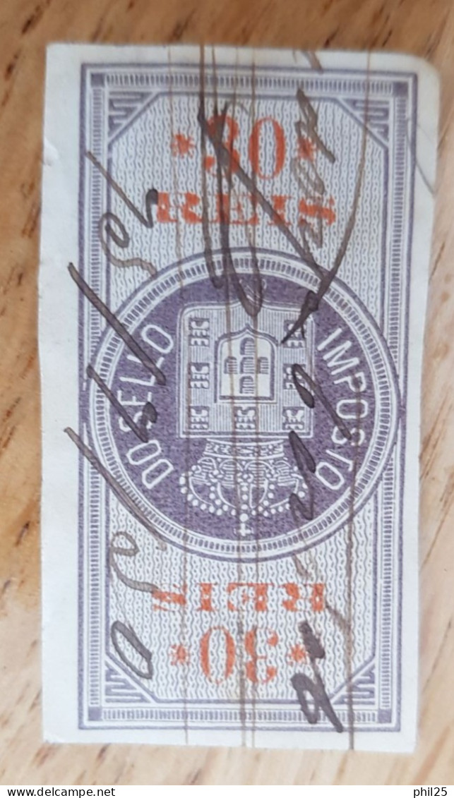 PORTUGAL Fiscal Revenue Stamp Imposto Do Sello Steuermarke 30 Reis - Oblitérés