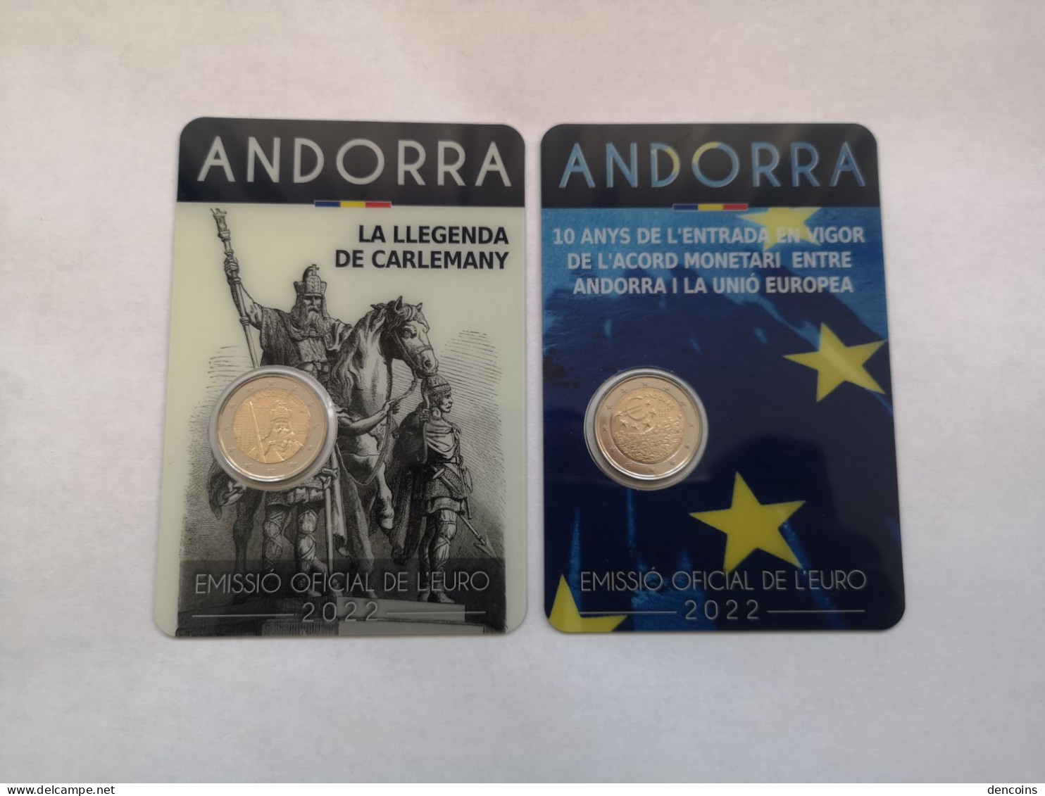 2 X 2 Euro ANDORRA 2022 CARLEMANY Y L'ACORD MONETARI - COINCARD - NEUF - NUEVAS - NEW 2€ - Andorra