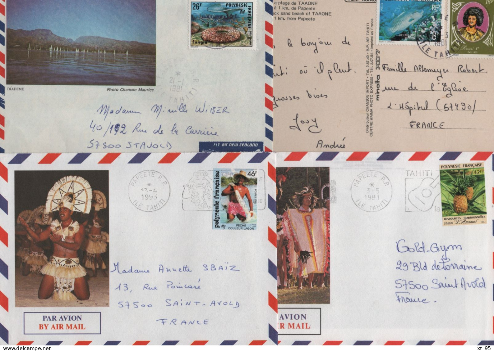 Tahiti - Papeete - Lot De 3 Lettres + 1 Carte - Briefe U. Dokumente