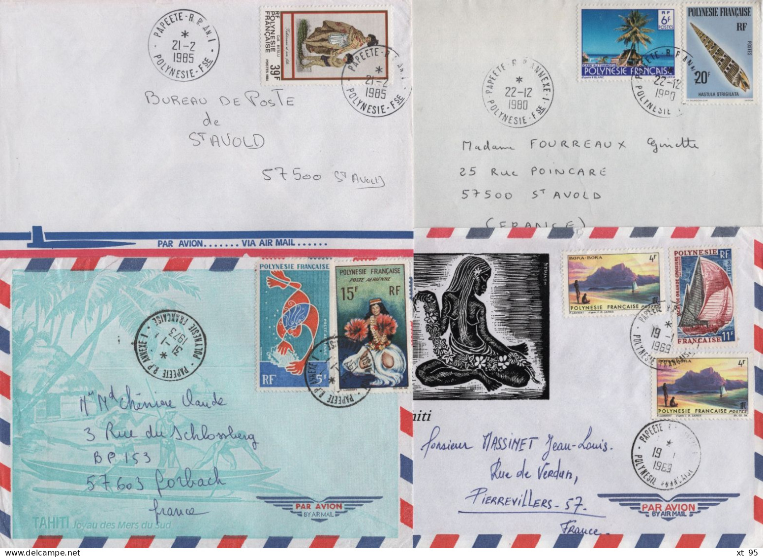 Tahiti - Papeete Annexe 1 - 4 Enveloppes - Cartas & Documentos