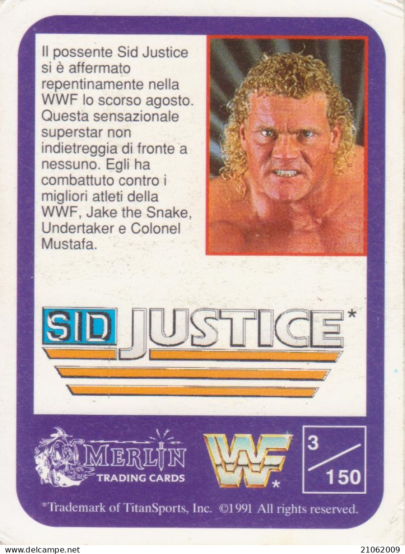 03/150 SID JUSTICE - WRESTLING WF 1991 MERLIN TRADING CARD - Trading Cards