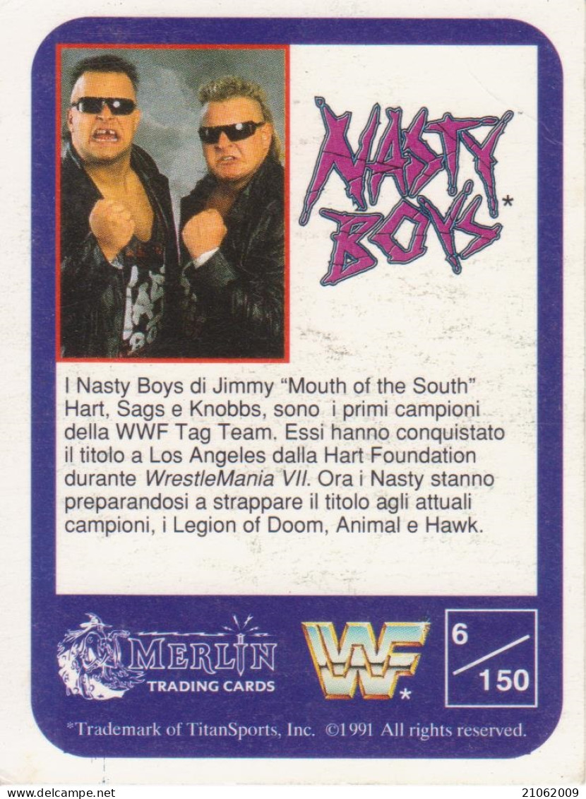 06/150 THE NASTY BOYS CON JIMMY HART - WRESTLING WF 1991 MERLIN TRADING CARD - Trading-Karten
