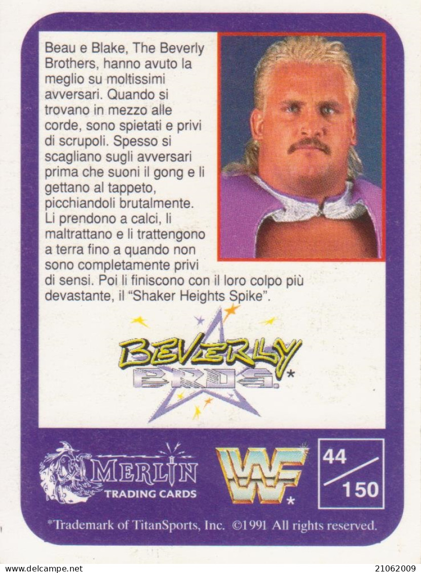 44/150 BEVERLY BROTHERS - WRESTLING WF 1991 MERLIN TRADING CARD - Trading Cards