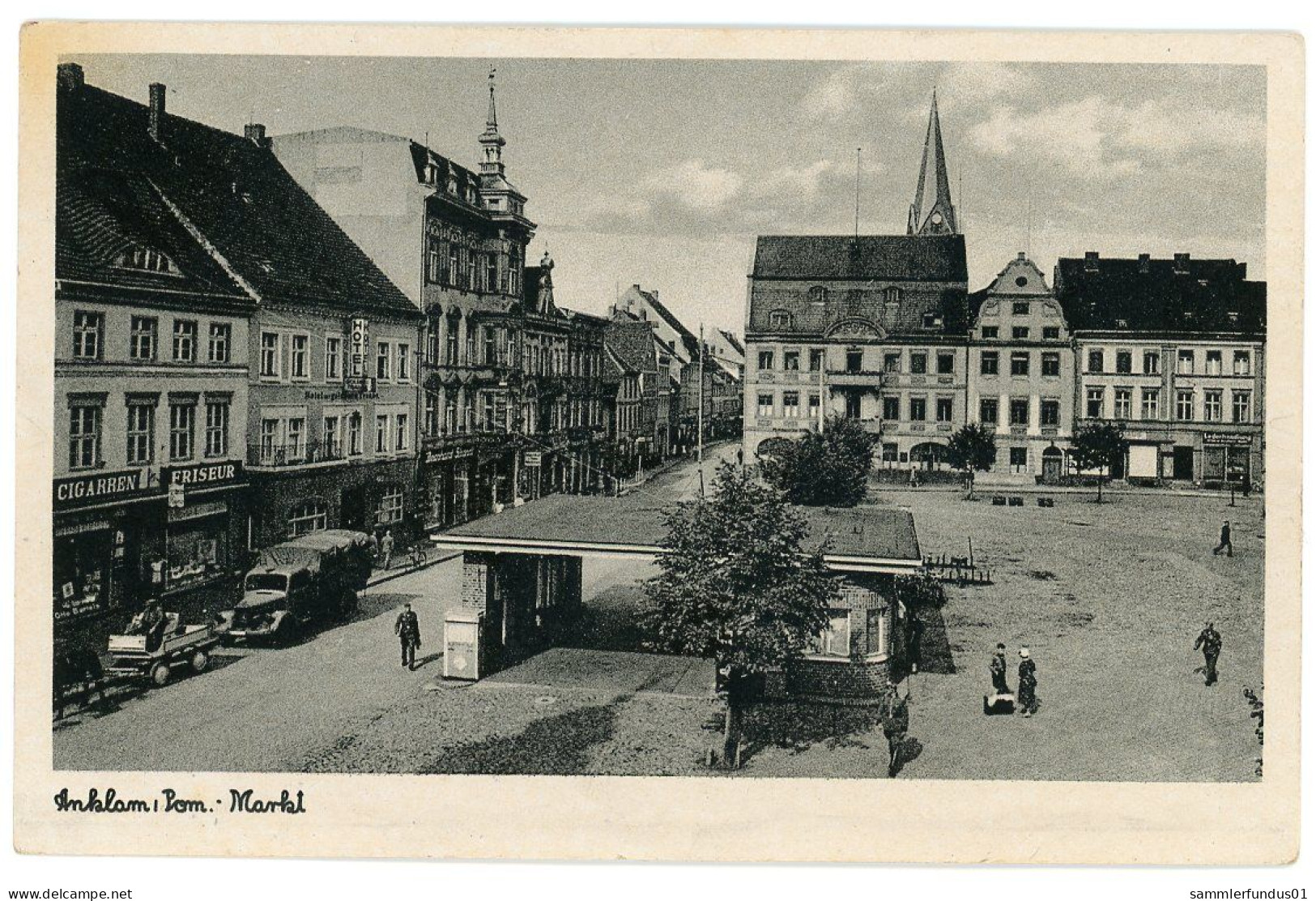 AK/CP  Anklam  Markt  Tankstelle  Geschäfte    Ungel/uncirc. Ca. 1935   Erhaltung/Cond.  2    Nr. 1628 - Anklam