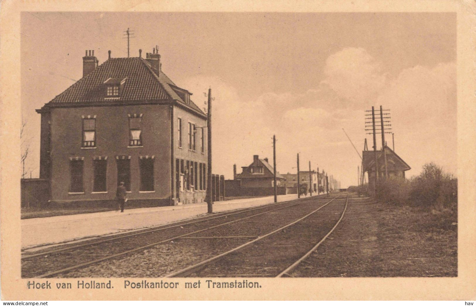 Hoek Van Holland Postkantoor Met Tramstation 1949 - Hoek Van Holland