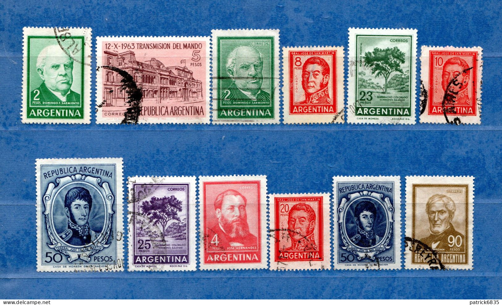 (Us.7) Argentina ° 1963 à 1966 - Lotto Di 12 Francobolli. Yv. Da 662 à 783.  Oblitérer.  Come Scansione. - Usati