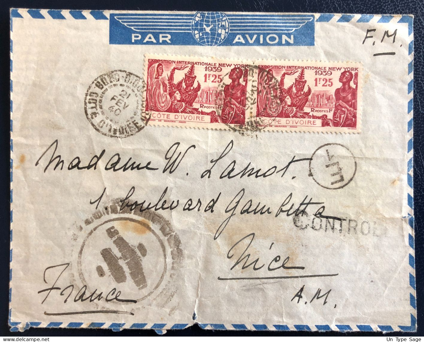 Côte-d'Ivoire Divers Sur Enveloppe TAD Bobo Dioulasso 21.2.1940 Pour La France + Censure - (B4698) - Briefe U. Dokumente