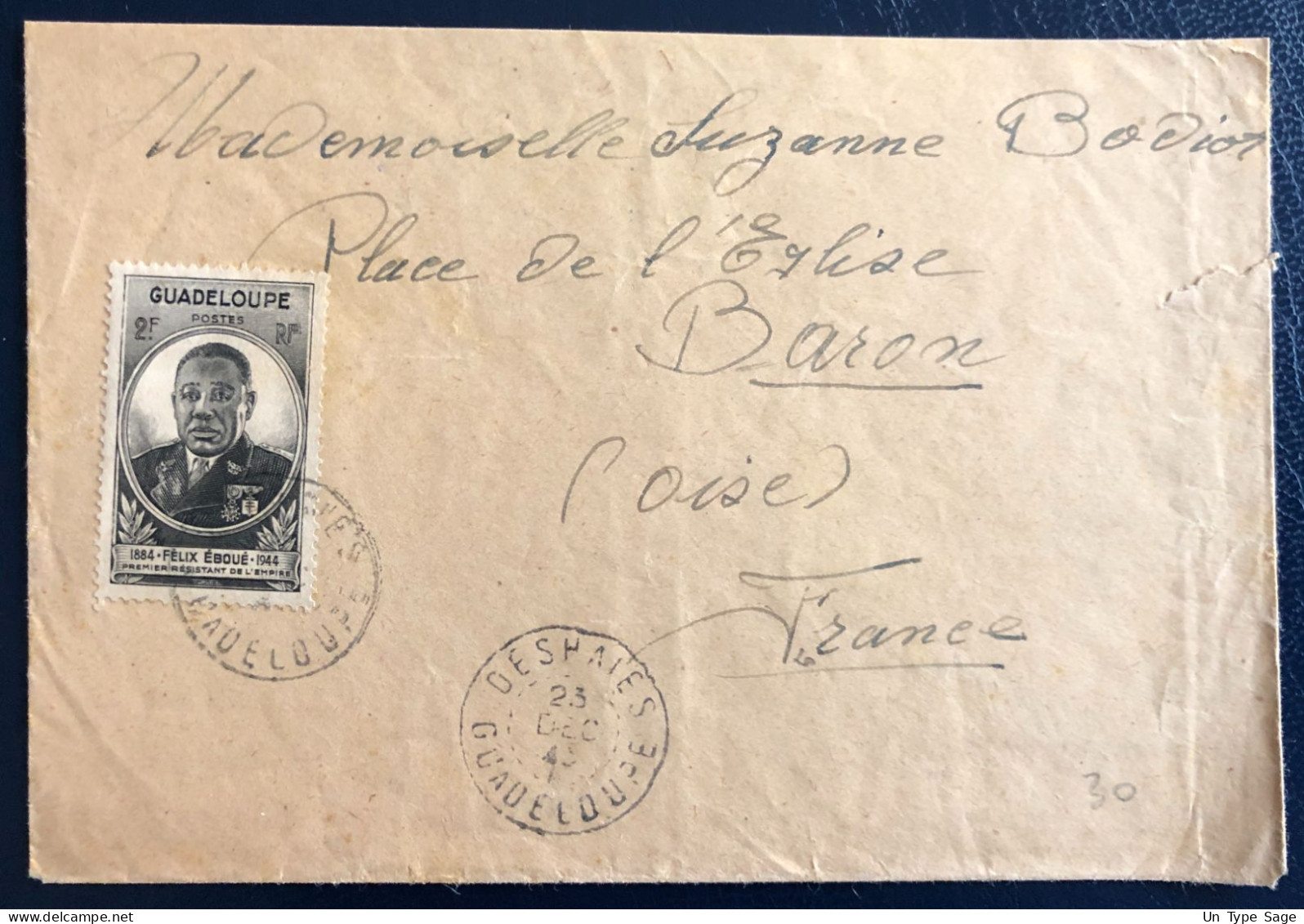 Guadeloupe, Divers Sur Enveloppe TAD DESHAIES 23.12.1943 - (B4711) - Covers & Documents