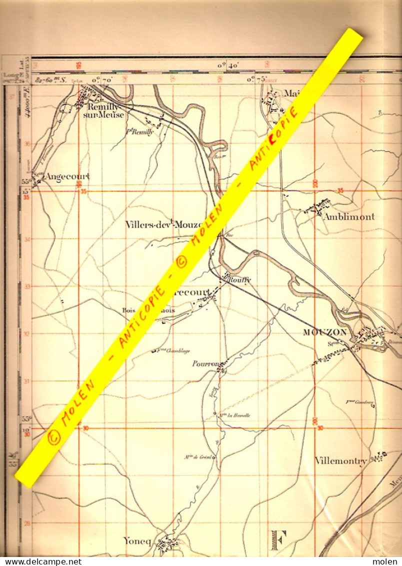 ©1870 & 1923 VILLERS-DEVANT-ORVAL CARTE D’ETAT-MAJOR MOUZON CARIGNAN STENAY MONTMEDY MARGUT BEAUMONT THONNE-LE-THIL S249 - Florenville