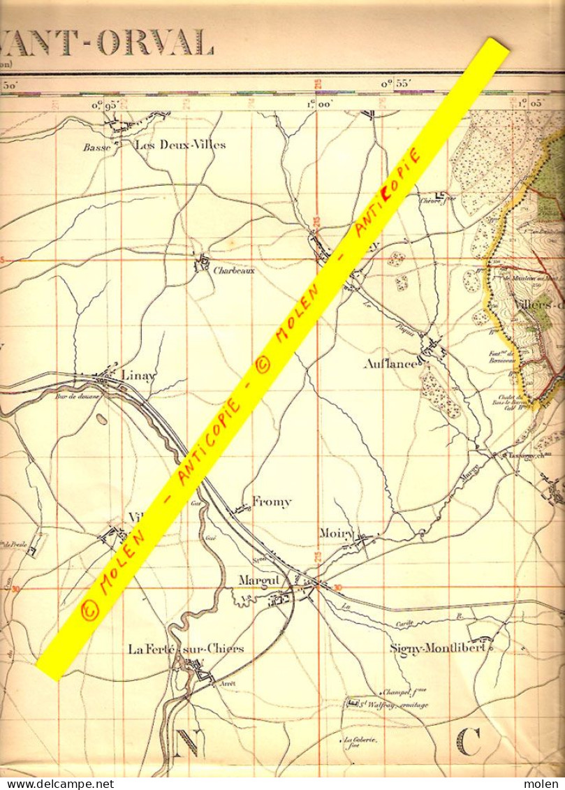 ©1870 & 1923 VILLERS-DEVANT-ORVAL CARTE D’ETAT-MAJOR MOUZON CARIGNAN STENAY MONTMEDY MARGUT BEAUMONT THONNE-LE-THIL S249 - Florenville