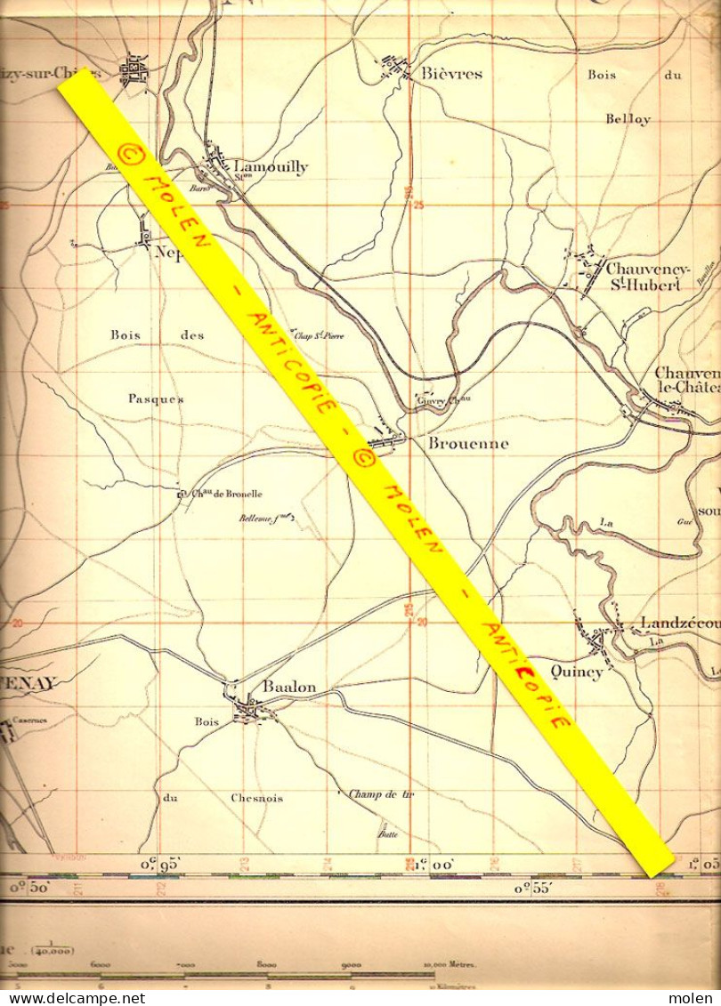 ©1870 & 1923 VILLERS-DEVANT-ORVAL CARTE D’ETAT-MAJOR MOUZON CARIGNAN STENAY MONTMEDY MARGUT BEAUMONT THONNE-LE-THIL S249