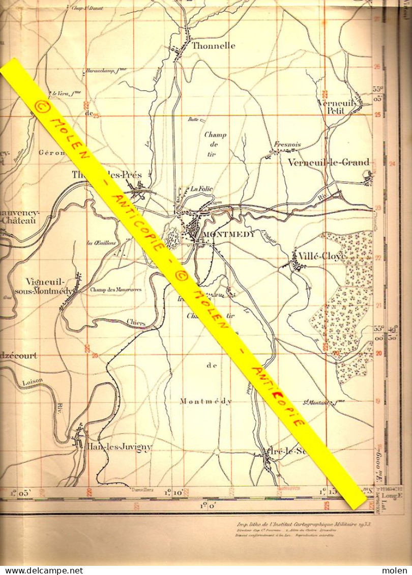 ©1870 & 1923 VILLERS-DEVANT-ORVAL CARTE D’ETAT-MAJOR MOUZON CARIGNAN STENAY MONTMEDY MARGUT BEAUMONT THONNE-LE-THIL S249