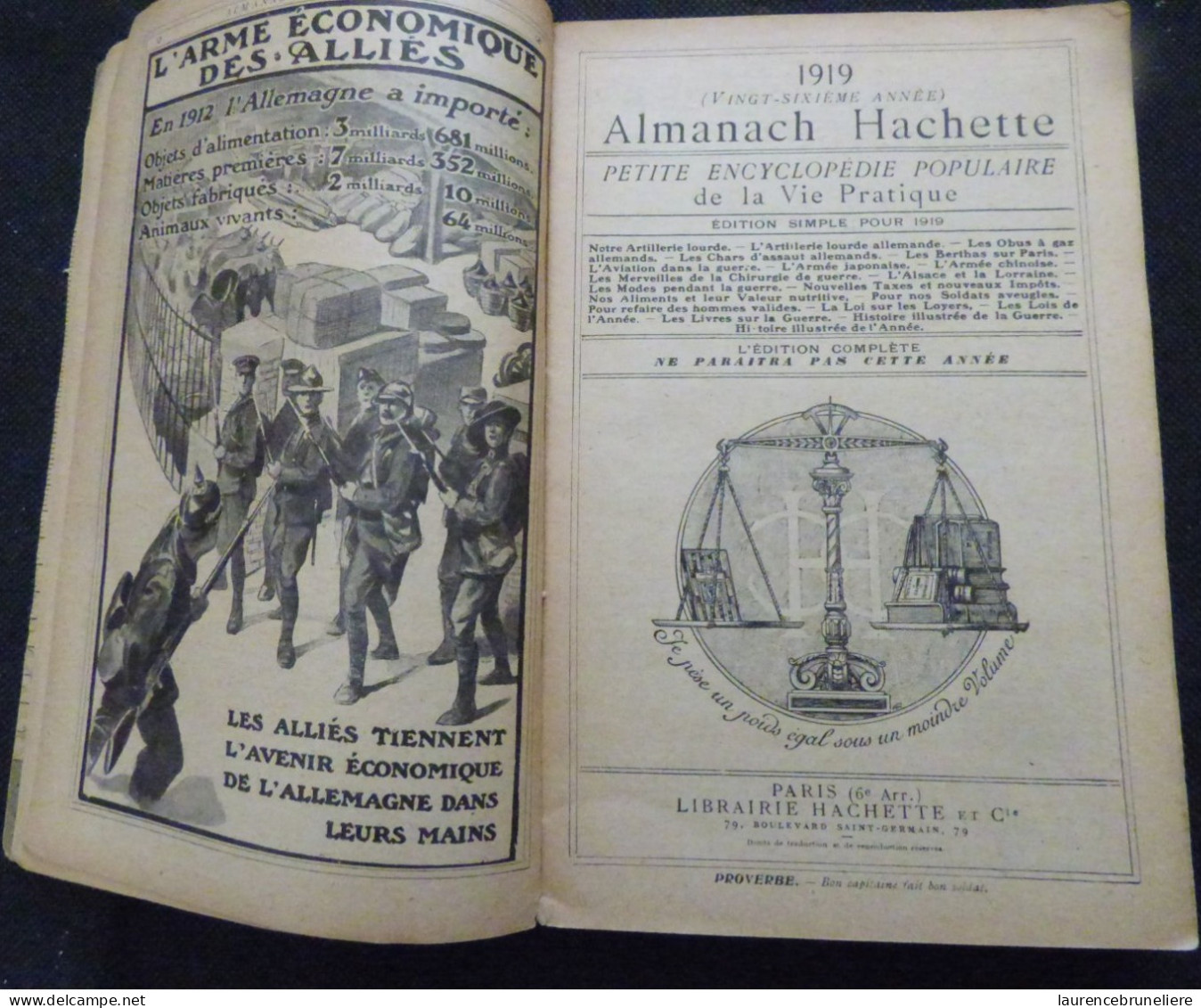 ALMANACH HACHETTE DE LA VIE PRATIQUE  1919 - Encyclopédies