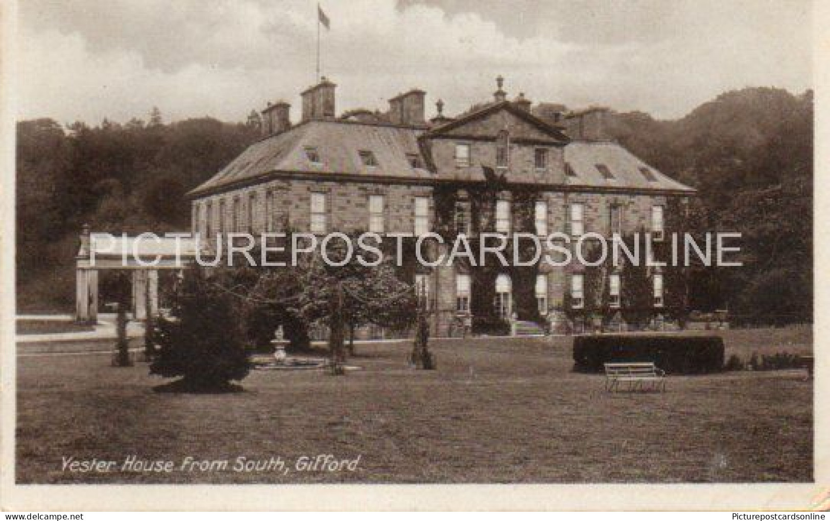 YESTER HOUSE FROM SOUTH GIFFORD OLD B/W POSTCARD SCOTLAND - East Lothian