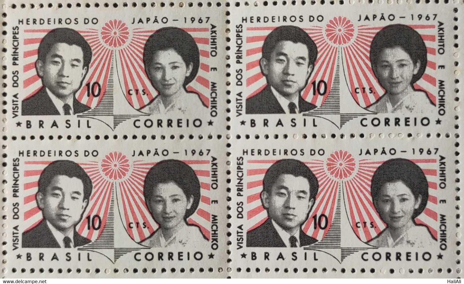 C 570 Brazil Stamp Visit The Princes Akihito And Michiko Japan Monarchy 1967 Block Of 4 - Andere & Zonder Classificatie