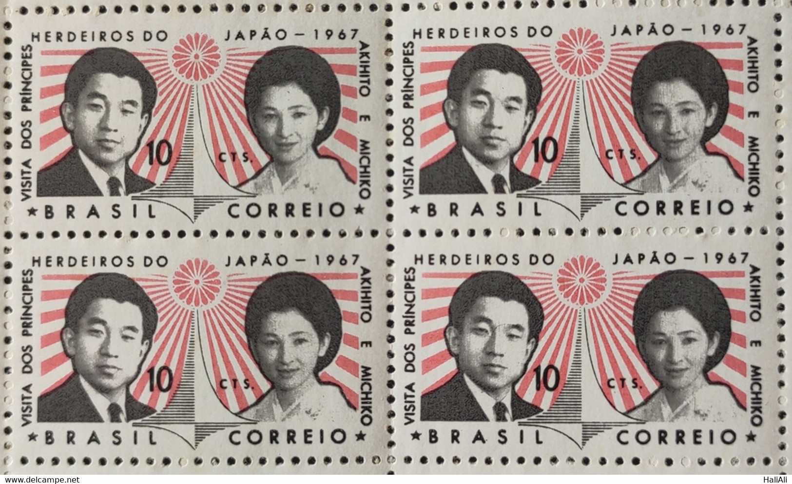 C 570 Brazil Stamp Visit The Princes Akihito And Michiko Japan Monarchy 1967 Block Of 4 - Autres & Non Classés