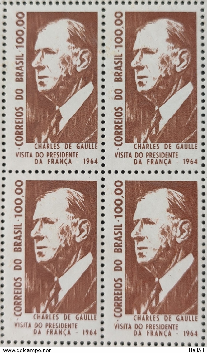 C 518 Brazil Stamp President Of France Charles De Gaulle Personality 1964 Block Of 4 2 - Otros & Sin Clasificación