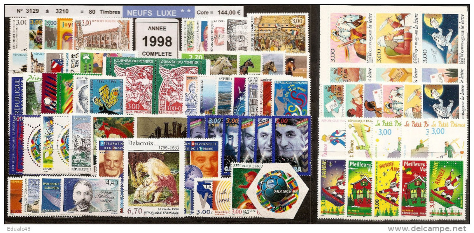 FRANCE - Année Complète 1998 - NEUF LUXE ** 80 Timbres - SUPERBE - 1990-1999